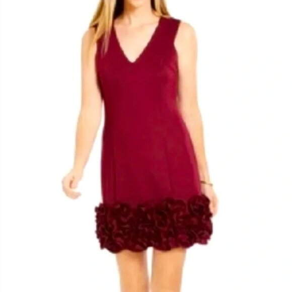 Donna Ricco V-Neck Cupcake Hem Sleeveless Dress 12 - Picture 1 of 2